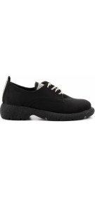 Resim Bambi Siyah Süet Kadın Oxford Ayakkabı K01311230102 