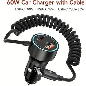 Resim Honeybeeshop Toocki Haoran 60w Siyah Alüminyum Araba Sarj Cihazi Usb A Usb C Type C Pd3 Qc3 Uyumlu 
