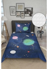 Resim Parlak Kadife Kumaş Tek Kişilik Çocuk Yatak Örtüsü Seti 2 Parça Tky0010 Çok Renkli 