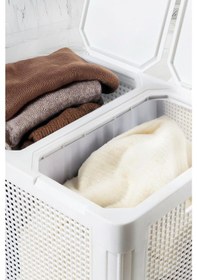 Resim Omnipazar Sy-4632 Smart Duo İki Bölmeli Kirli Çamaşır Sepeti 84 Litre Beyaz Beyaz 