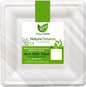 Resim Supertrend Doğa Dostu Kare Karton Tabak 26cm 6lı 