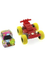 Resim Die Cast Çizgi Film Desenli Sarı Teker Araba 