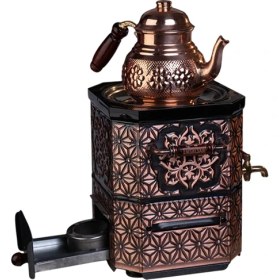 Resim Ürünpazarı Nostaljik Jelli Bakır Çay Semaveri + Demlik 