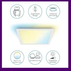 Resim Storemax Panel Tavan Lambası Ayarlanabilir Beyaz, Kısılabilir, 1000 Lm, Ila Soğuk Beyaz, Kare, Wi-Fi Üzerinden Uygulama/ses ile Akıllı Kontrol, Beyaz 