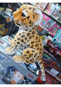 Resim Leopar Oturan Peluş Oyuncak Turuncu 