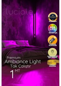Resim Led Abajur Aplik Gece Lambası Rgb Lambader 16 Renkli Uzaktan Kumandalı Işık 4 Animasyonlu 