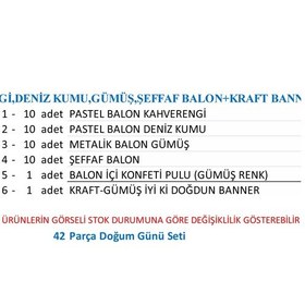 Resim Kaverengi,deniz Kumu,gümüş,şeffaf Balon+kraft Banner Seti 