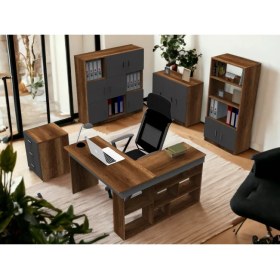 Resim Robin Home Boston Ofis Takımı Ofis Büro Masa Takımı L Masa Barok- Antrasit 
