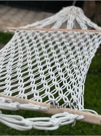 Resim menofis Salıncak Hamak El Örmesi Makrome Çift Katlı Tek Kişilik Kaliteli %100 Pamuk Hamak 