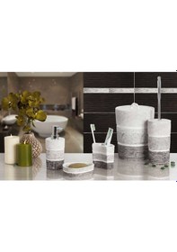 Resim Primanova Lalalent 5 Li Banyo Seti Polyester Beyaz - Gri 