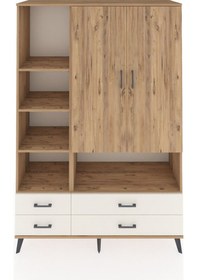 Resim Hyperion Dolap 8 Raflı 4 Çekmeceli 2 Kapaklı 132x44x195 Çam-ç... Çam 