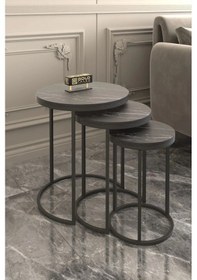 Resim Uslucan Alışveriş Orta Sehpa Tekli Ve 3'lü C Zigon Sehpa Kombin Set Bendir Çok Renkli 