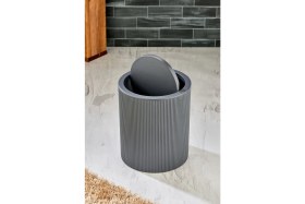 Resim Line Çizgili Yuvarlak Kapaklı Klik Çöp Kovası Banyo Mutfak 