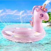 Resim Kartoon Pembe Unicorn Yüzme Halkası, Gökkuşağı Koltuk Altı Dairesi, Parlayan Payetlerle, Gençler ve Yetişkinler İçin Şişme PVC Havuz Oyuncakları, Yaz Plaj Yüzerler, Havuz Aksesuarları 