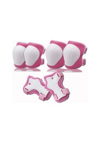 Resim Dianziye Çocuklar İçin Çok Amaçlı Spor Koruyucu Seti - Dizlik, Ellek Ve Gerekli Donanımlı Altı Parça Pembe Beyaz Çok Renkli 