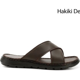 Resim Gönderi(r) Erkek Kahverengi Çapraz Bantlı Hakiki Deri Terlik 