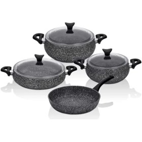 Resim 3819 Mastercook Tombik 7 Parça Granit Güveç Tencere Seti Siyah 