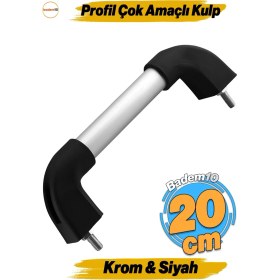 Resim Krom ve Siyah Renkli 20 cm Profil Boru Tutamak, Çok Amaçlı Kullanım Için Ideal 