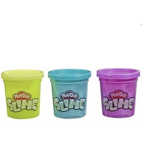 Resim Play-doh Slime 3'lü Hamur - Sarı, Metalik Mor Ve Metalik Açık Mavi Çok Renkli 