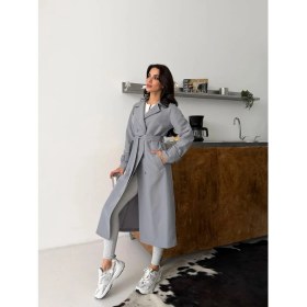 Resim Comstar Kadın Klasik Cepli Kuşaklı Trend Midi Gri Trençkot 