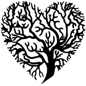 Resim Kalp Ağaç Duvar Dekor Sticker 48 X 40 Cm 