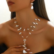 Resim Çift Katmanlı Püskül Moda Minimalist Akrilik Birleştirme Kolye ve Küpe Seti 