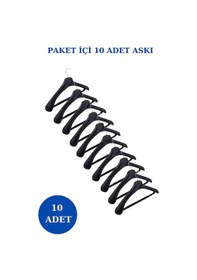 Resim 10 Adet Plastik Yüksek Kalite Ceket Askısı Elbise Askısı Siyah 