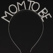 Resim Kristal Taşlı Gümüş Renk Mom To Be Tacı Anne Tacı 