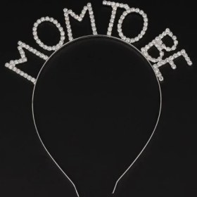 Resim Kristal Taşlı Gümüş Renk Mom To Be Tacı Anne Tacı 