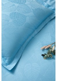 Resim Özdilek Yaprak Çift Kişilik Jakarlı Saten Nevresim Takımı Aqua 