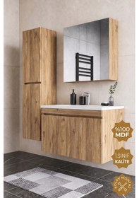 Resim Teta Home Tokyo 100 Cm Mdf Banyo Dolabı Seti + Boy Dolabı Atlantik Çam 