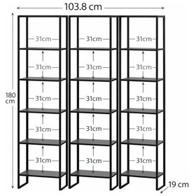Resim 3'lü 6 Raflı Dekoratif Kitaplık Atlantik Çam Kitaplık Ofis Ki... Barok 