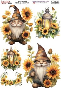 Resim Pirinç Dekopaj Kağıdı 30x42cm Pt-1478 Ayçiçekli Cüce 
