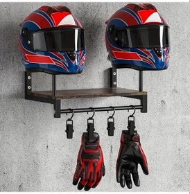 Resim Willowhaven Walnut 1 Adet Duvara Monte Motorsiklet Kaskı Ve Ekipman Askılığı Dayanıklı Ahşap Depolama Çözümü 