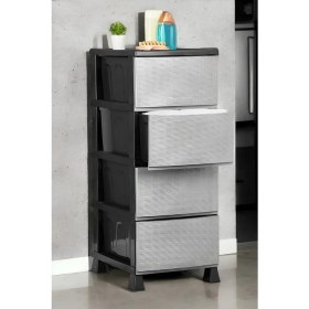 Resim Büyük Boy 4 Katlı Hasır Kapaklı Çok Amaçlı Şifonyer Sebzelik Komodin Düzenleyici 