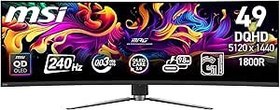 Resim MSI 49" MPG 491CQPX QD-OLED, Gaming Monitör, DQHD, 32:9 Curve 1800R QD-OLED 240HZ, 0.03ms, G-SYNC Compatible, Siyah 
