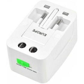 Resim Qingmipy Evrensel Seyahat Adaptörü: Usb Çift Portlu, Avrupa/ingiltere Standartları, 150+ Ülke Uyumlu, 1500w Güç, Dayanıklı Abs Malzeme 