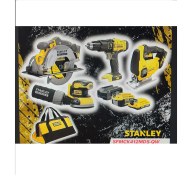 Resim Stanley SFMCK412MDS-QW V20 18VOLT 4 Makinalı 3 Akülü Ağaç İşleme Seti 
