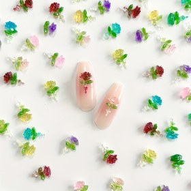 Resim 30/100 adet 7x11mm Parlak Mini Güller Düz Arka Reçine Süslemeleri Scrapbooking, DIY Takı El Sanatları ve Aksesuarlar için 
