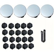 Resim Chuangyinshop 24 Parça Tesla Model 3 S Y Jant Kapağı Matte Silvery Logo Merkez Kapak Aksesuarları 