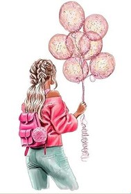 Resim Pelangi Genç Kız Balon Desenli Çiçekli Halı Dijital Baskı Yıkanabilir Kaymaz Taban Kız Çocuk Odası Halısı, Renkli 40 x 40 