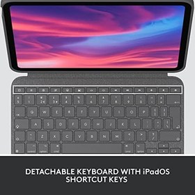 Resim Logitech Combo Touch Ayrılabilir 10. Nesil iPad Klavye Kılıfı, Büyük Hassas İzleme Pedi, Tam Boy Arkadan Aydınlatmalı Klavye ve Akıllı Konektör Teknolojisi, Siyah 