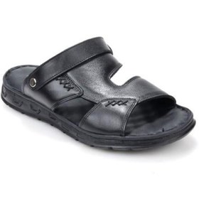 Resim Papuçcity Aldmr 801 Ortopedik Erkek Masaj Tabanlı Hakiki Deri Sandalet Terlik 