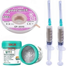 Resim Bst-509 Krem Lehim Sıvı Lehim Solder Paste 50gr Lehim Emme Temizleme Teli 2,0mm Cp-2015 