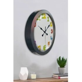 Resim Bahat Salon Ofis Duvar Saati Gri Metal Çerçeve 36 cm 
