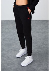 Resim Tommy Life Siyah Kompakt Pamuklu Kalın Pürüzsüz Dokulu Kapüşonlu Oversize Fit Kadın Eşofman Takım - 95343 Siyah 