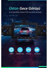 Resim 4k Ultra Hd 4 Kameralı Hareket Algılamalı Araç Kamerası 