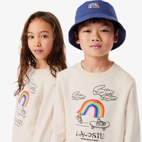 Resim Lacoste Çocuk Bisiklet Yaka Desenli Krem Sweatshirt 