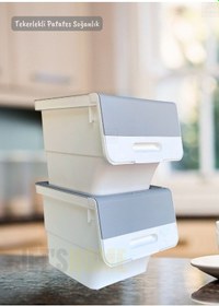 Resim 4 Lü Tekerlekli Patateslik Soğanlık Bpa Free Erzak Kutusu Sebzelik Oyuncaklık Gri 48 Lt Gri-beyaz 