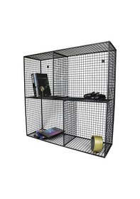 Resim Metal Duvar Rafı 4 Gözlü Grid Kare Model Kitaplık Wd-63 Siyah 